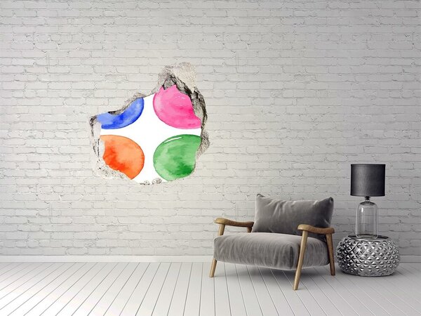 Autocolant de perete gaură 3D Bile colorate într-o gaură din perete