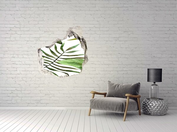 Autocolant de perete gaură 3D Palmier verde printr-o gaură în perete