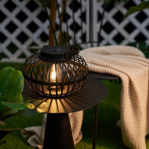 Pauleen Lampa de masă solară cu LED SUNSHINE BLISS, negru, 17 cm, IP44, Negru, Bamboo, Viața tânără