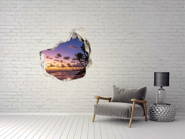 Fototapet 3D gaură în perete Apus de soare pe plajă