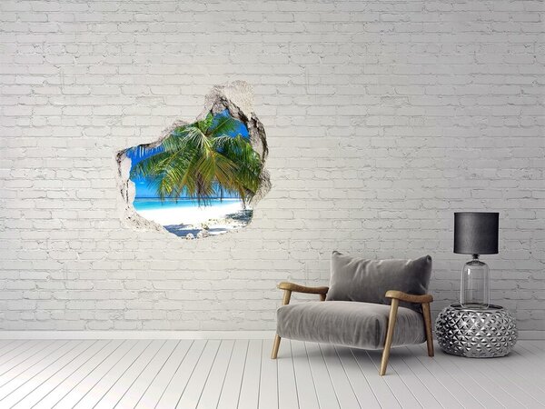 Fototapet 3D gaură în perete Plajă tropicală cu palmieri
