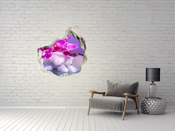 Fototapet 3D gaură în perete Paradisul florilor cu pietre