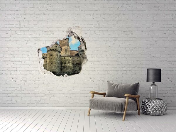 Fototapet un zid spart cu priveliște Un castel în ruine