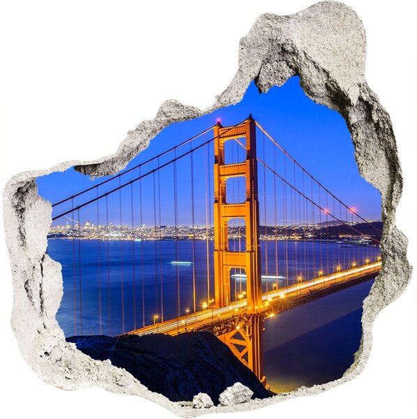 Fototapet un zid spart cu priveliște Podul din San Francisco