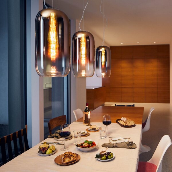 Artemide Gople lampă suspendată, cupru/negru, reglabil, Cupru, Camera de zi / sufragerie, Sticlă, Design