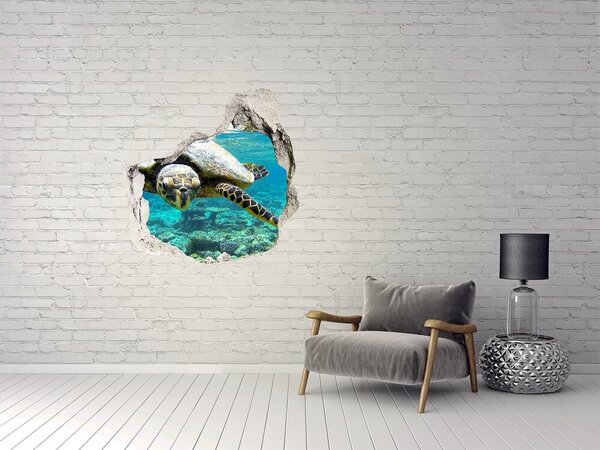 Autocolant gaură 3D Țestoasă de mare într-un paradis subacvatic
