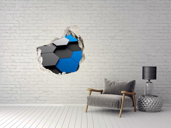 Autocolant 3D gaura cu priveliște Hexagonuri moderne în perete