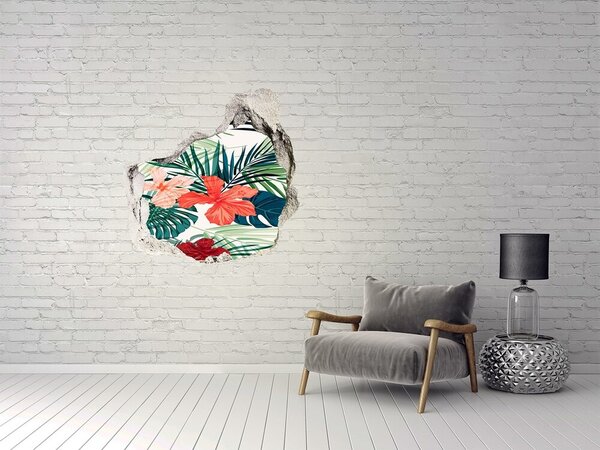 Fototapet 3D gaură în perete Paradis tropical în spatele zidului
