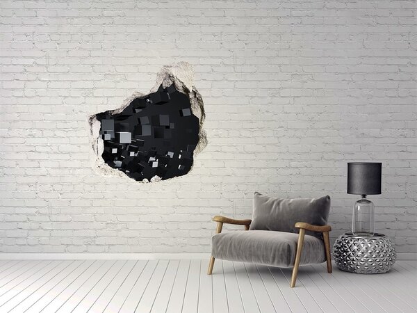 Autocolant de perete gaură 3D Cuburi negre în spațiul 3D