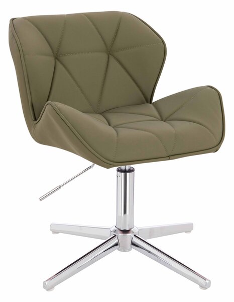 HR111CROSS Scaun Khaki Piele Ecologica Premium Soft cu Bază Cromata