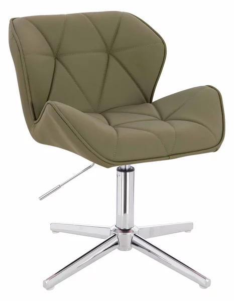 HR111CROSS Scaun Khaki Piele Ecologica Premium Soft cu Bază Cromata