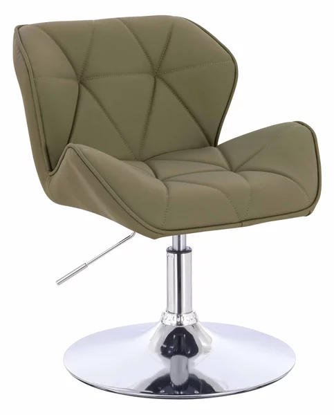 HR111N Scaun Khaki Piele Ecologica Premium Soft cu Bază Cromata