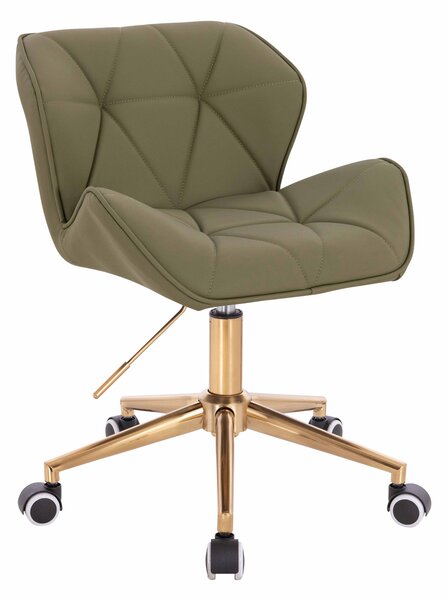 HR111K Scaun Khaki Piele Ecologica Premium Soft cu Bază Aurie
