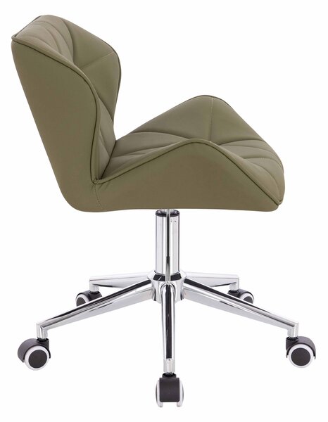 HR111K Scaun Khaki Piele Ecologica Premium Soft cu Bază Cromata