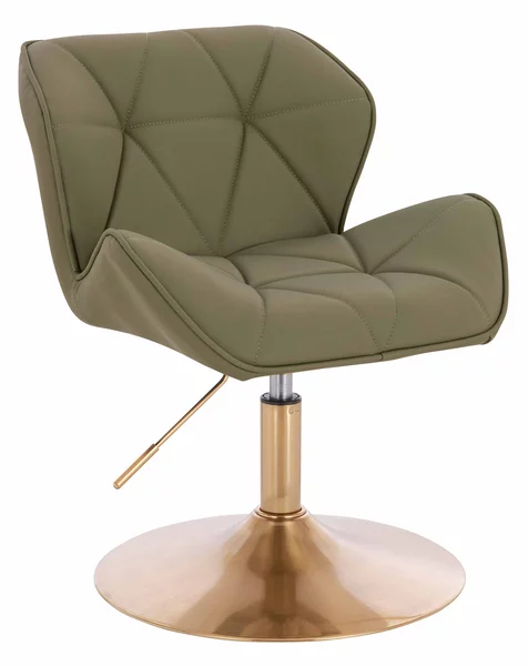 HR111N Scaun Khaki Piele Ecologica Premium Soft cu Bază Aurie