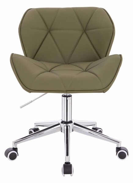 HR111K Scaun Khaki Piele Ecologica Premium Soft cu Bază Cromata