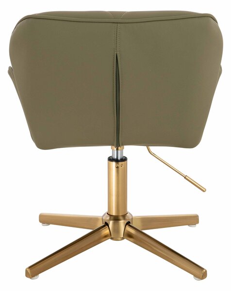 HR111CROSS Scaun Khaki Piele Ecologica Premium Soft cu Bază Aurie