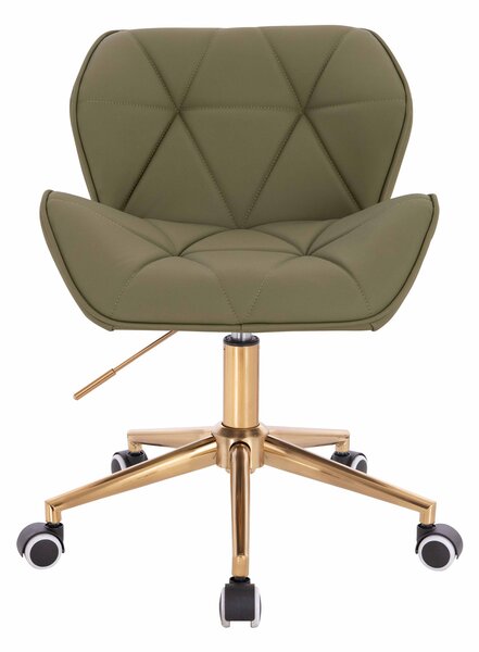 HR111K Scaun Khaki Piele Ecologica Premium Soft cu Bază Aurie