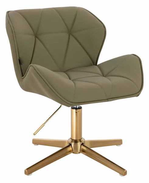 HR111CROSS Scaun Khaki Piele Ecologica Premium Soft cu Bază Aurie