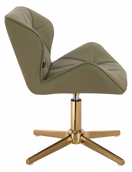 HR111CROSS Scaun Khaki Piele Ecologica Premium Soft cu Bază Aurie
