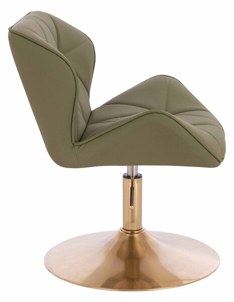 HR111N Scaun Khaki Piele Ecologica Premium Soft cu Bază Aurie