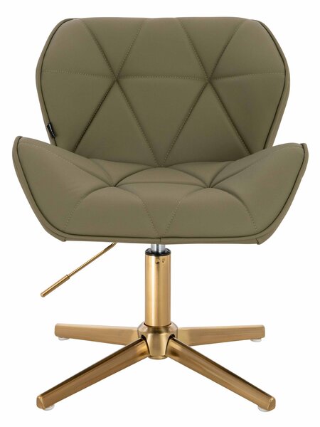 HR111CROSS Scaun Khaki Piele Ecologica Premium Soft cu Bază Aurie