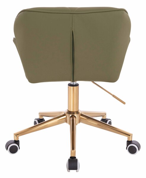 HR111K Scaun Khaki Piele Ecologica Premium Soft cu Bază Aurie