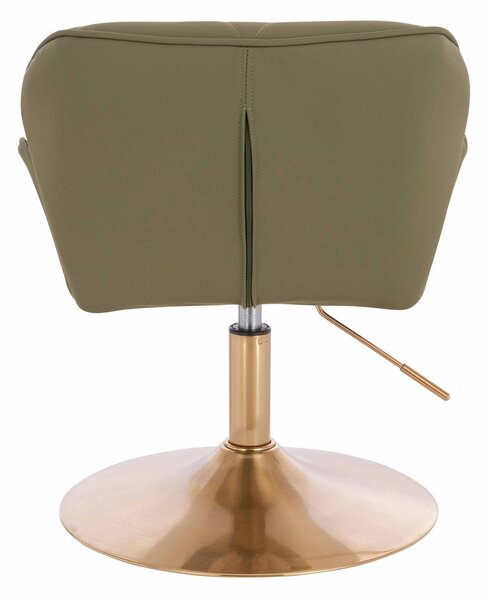 HR111N Scaun Khaki Piele Ecologica Premium Soft cu Bază Aurie