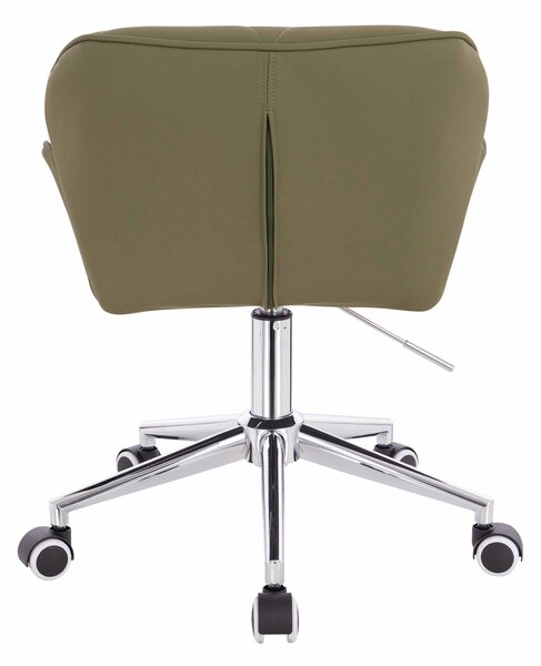 HR111K Scaun Khaki Piele Ecologica Premium Soft cu Bază Cromata