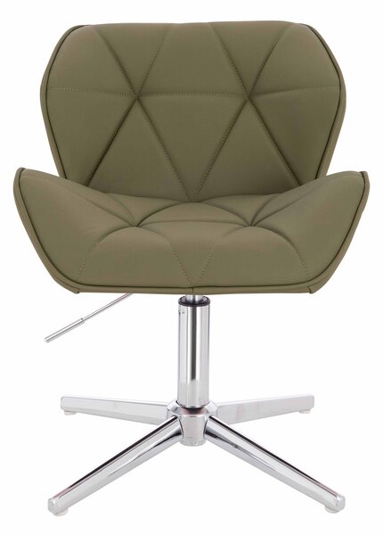 HR111CROSS Scaun Khaki Piele Ecologica Premium Soft cu Bază Cromata