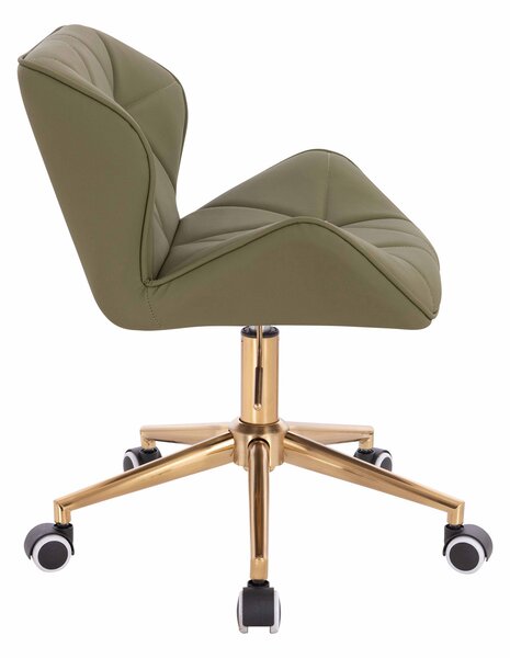 HR111K Scaun Khaki Piele Ecologica Premium Soft cu Bază Aurie
