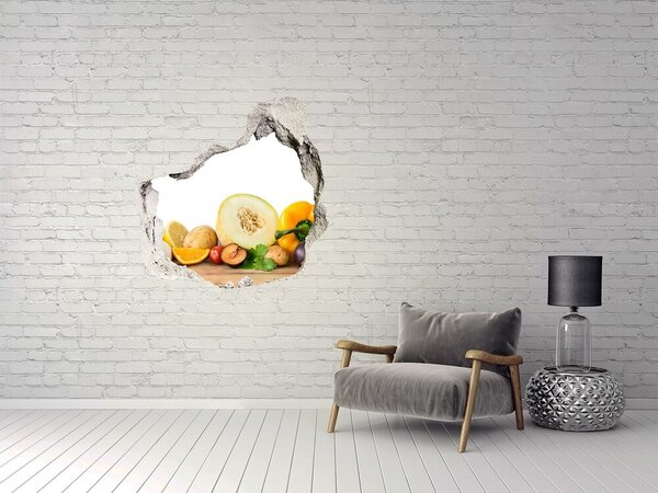 Fototapet 3D gaură în perete Fructe și legume într-o gaură în perete