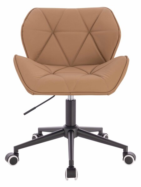HR111K Scaun Caramel Piele Ecologica Premium Soft cu Bază Neagră