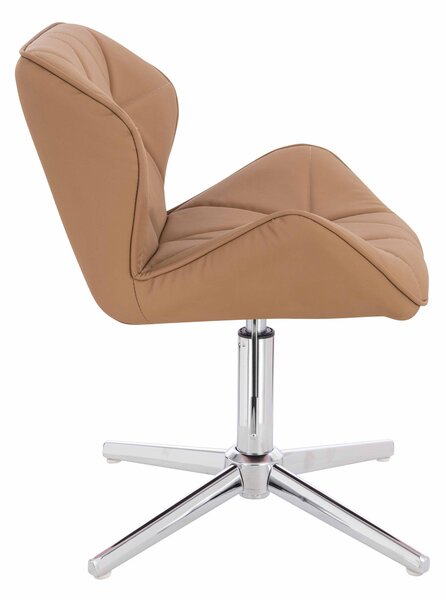HR111CROSS Scaun Caramel Piele Ecologica Premium Soft cu Bază Cromata