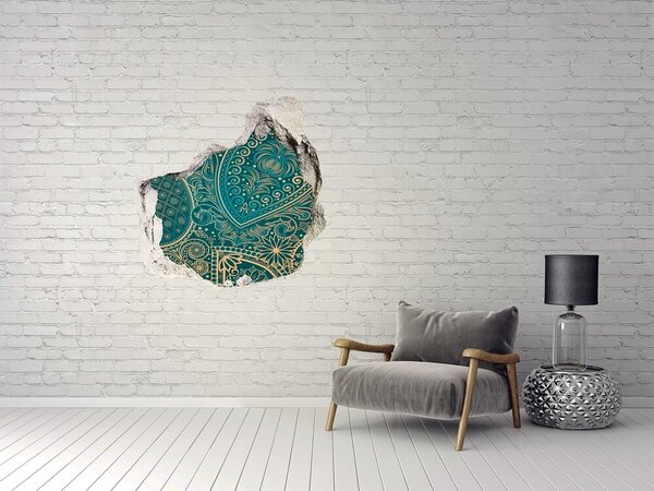Autocolant de perete gaură 3D Model boho verde