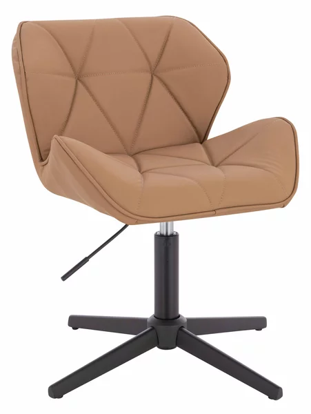 HR111CROSS Scaun Caramel Piele Ecologica Premium Soft cu Bază Neagră