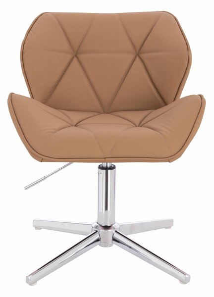HR111CROSS Scaun Caramel Piele Ecologica Premium Soft cu Bază Cromata