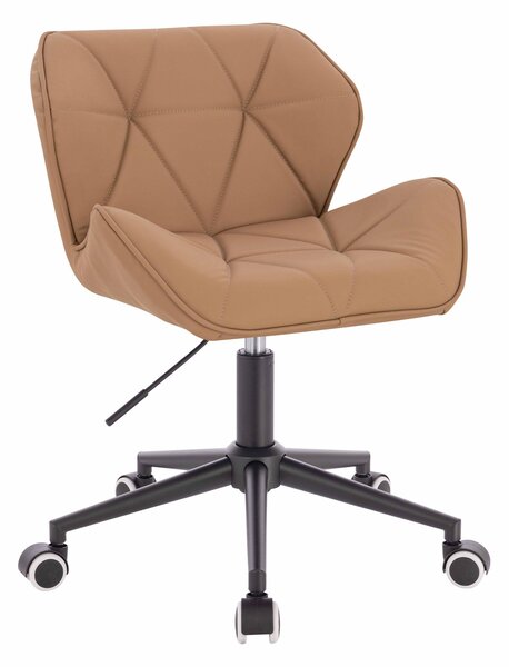 HR111K Scaun Caramel Piele Ecologica Premium Soft cu Bază Neagră