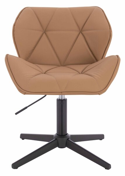 HR111CROSS Scaun Caramel Piele Ecologica Premium Soft cu Bază Neagră