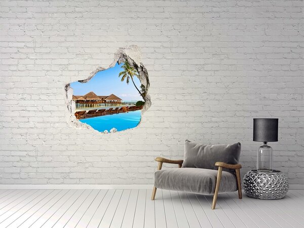 Autocolant un zid spart cu priveliște Paradis tropical lângă piscină