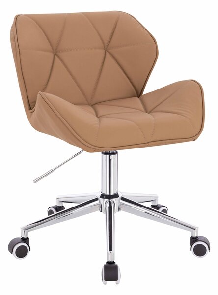 HR111K Scaun Caramel Piele Ecologica Premium Soft cu Bază Cromata