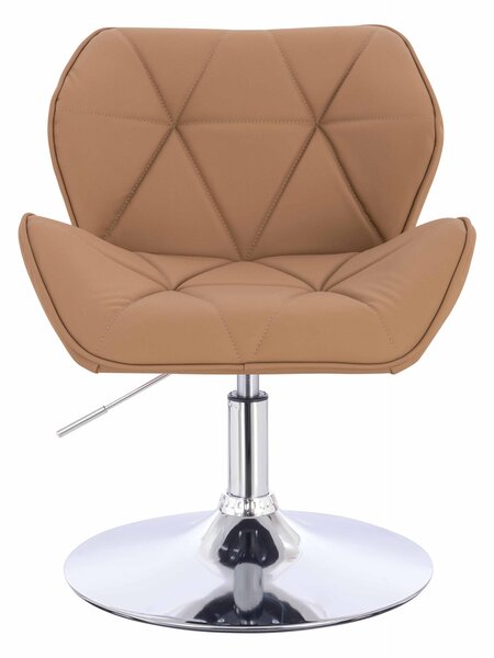 HR111N Scaun Caramel Piele Ecologica Premium Soft cu Bază Cromata