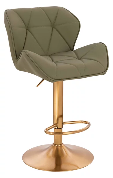HR111W Scaun Khaki Piele Ecologica Premium Soft cu Bază Aurie