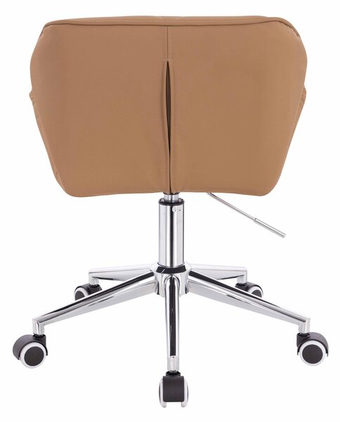 HR111K Scaun Caramel Piele Ecologica Premium Soft cu Bază Cromata