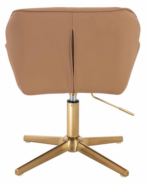 HR111CROSS Scaun Caramel Piele Ecologica Premium Soft cu Bază Aurie