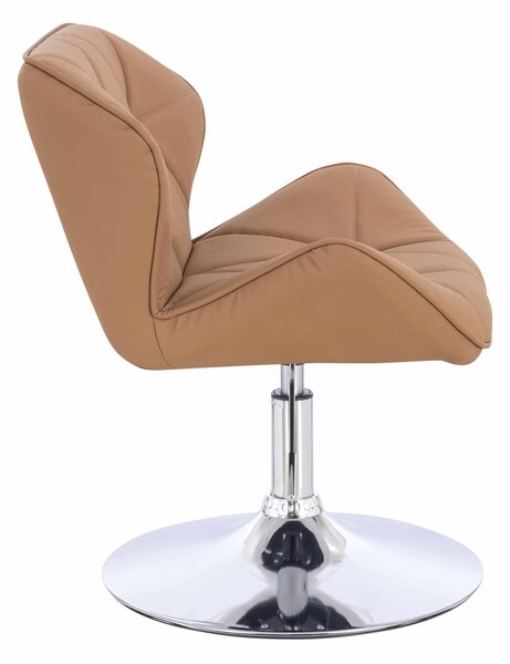 HR111N Scaun Caramel Piele Ecologica Premium Soft cu Bază Cromata