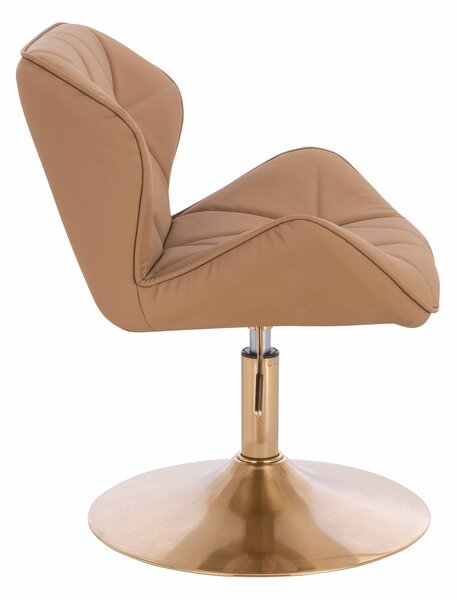 HR111N Scaun Caramel Piele Ecologica Premium Soft cu Bază Aurie