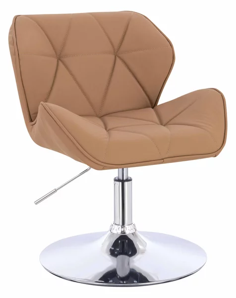 HR111N Scaun Caramel Piele Ecologica Premium Soft cu Bază Cromata