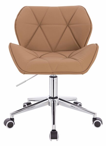HR111K Scaun Caramel Piele Ecologica Premium Soft cu Bază Cromata