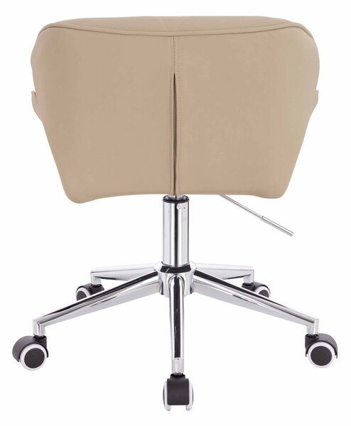 HR111K Scaun Crem Piele Ecologica Premium Soft cu Bază Cromata